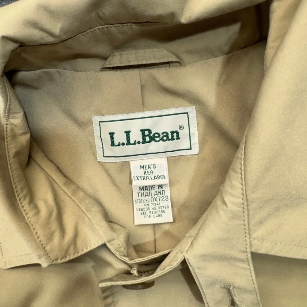 Vintage LL Bean Trench Coat Mens XL Tan Rain Overcoat Mac Jacket Oxford 0X723